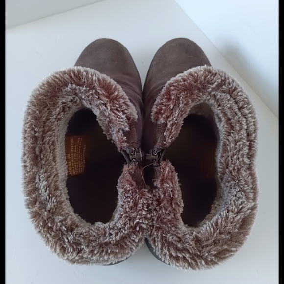 🖤 BareTraps Adelina Leather Suede Ankle Boots Bootie 9 Winter Faux Fur Burgundy - Picture 9 of 14